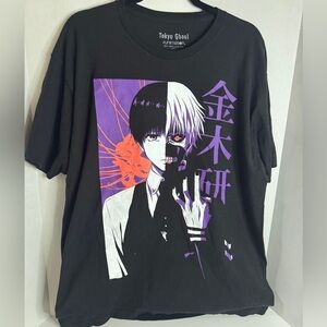 Tokyo Ghoul Ken Kaneki Split Face Graphic Tee Men’s XL Anime Streetwear Shirt